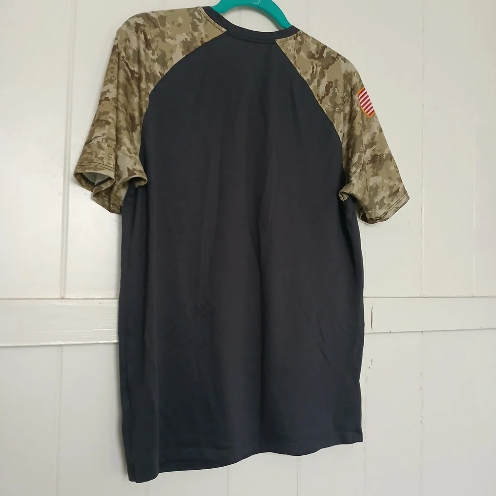 Baltimore Ravens Nike T Shirt M Green Camo Salute To Service Dri-Fit‎ 3/4 Sleeve
